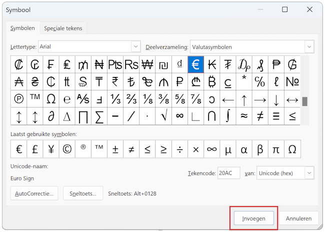 Symbool invoegen